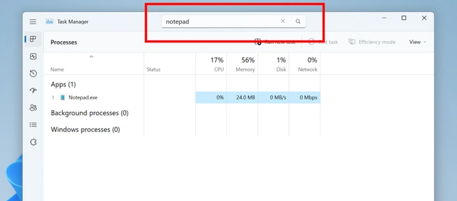 Windows 11 Task Manager Filter