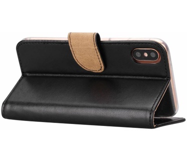 Luxe Lederen Bookcase hoesje voor de Apple iPhone XS - Zwart (Apple iPhone XS) Zwart