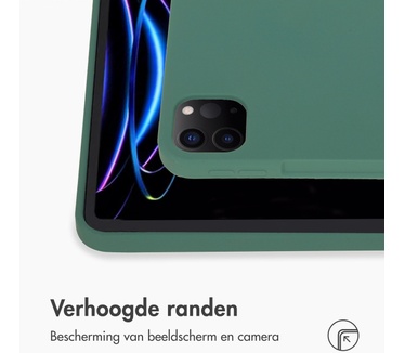 Accezz Liquid Silicone Backcover met penhouder iPad Pro 12.9 (2020 - 2022) - Donkergroen