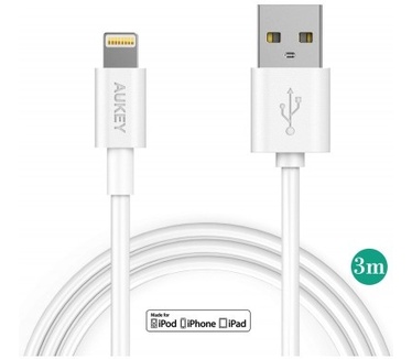 Aukey Lightning kabel MFI CB-D18 - 3 Meter - White