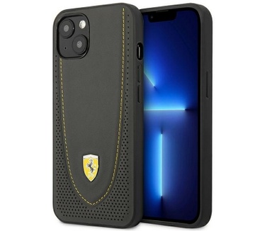 Ferrari Leather Curved Line Back Case - iPhone 13 (6.1") - Grijs Grijs