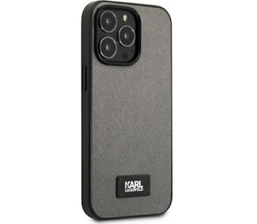 Karl Lagerfeld Saffiano Plaque Back Case - iPhone 13 Pro - Grijs Grijs