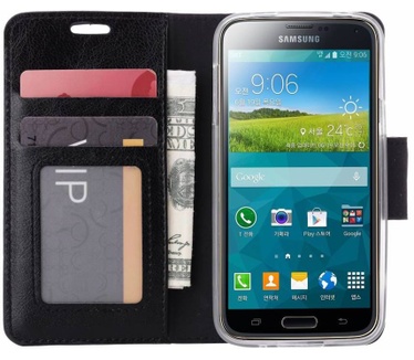 Luxe Lederen Bookcase hoesje voor de Samsung Galaxy S5 Mini - Zwart (Samsung Galaxy S5 Mini) Zwart