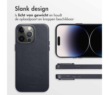 Accezz MagSafe Leather Backcover iPhone 14 Pro Max - Zwart