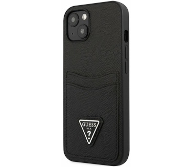 Guess Saffiano Card Back Case - iPhone 13 Mini (5.4") - Zwart Zwart