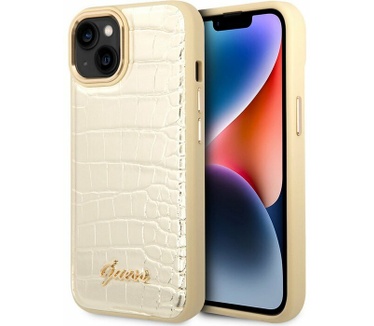 Guess Crocodile Back Case voor Apple iPhone 14 (6.1") - Goud Goud
