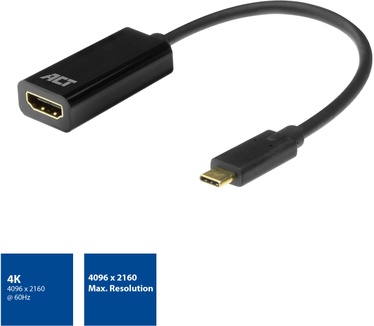 ACT USB-C naar 4K HDMI Adapter 4K @ 30Hz Zwart