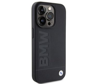 BMW Signature Leather Back Case iPhone 15 Pro Max (6.7") - Zwart Zwart