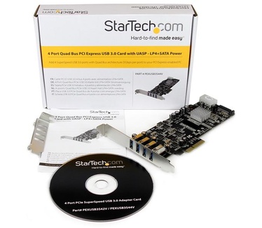 Startech.com 4-poorts PCI Express (PCIe) SuperSpeed USB 3.0 kaartadapter met 4 speciale 5 Gbps kanalen UASP SATA/LP4-voeding