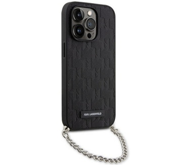 Karl Lagerfeld Saffiano Monogram - iPhone 14 Pro Max (6.7") Zwart Zwart