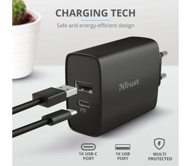 Trust Qmax 30W Ultra-Fast USB-C & USB Wall Charger with PD