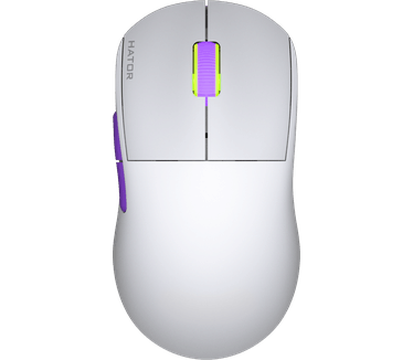 Hator HATOR Quasar 2 ULTRA 4K Wireless, white/lilac Gaming Mouse - HATOR Optical Yellow 100M Switches PixArt PAW3395 (HTM571WL)