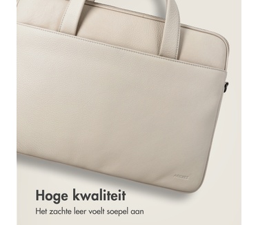 Accezz Leather Laptoptas 16 inch - Beige