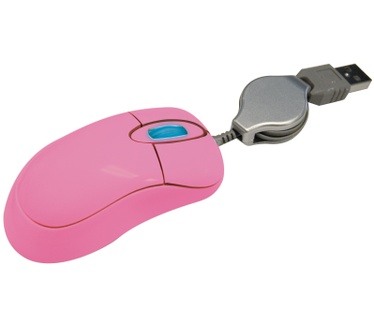 Sweex Mini Optical Mouse Retractable Cable USB Pink