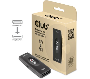 Club 3D DisplayPort 1.4 Active Repeater 4K120Hz HBR3 F/F Zwart