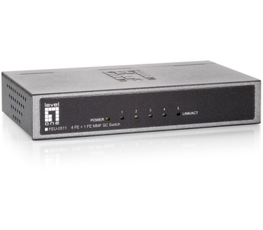 LevelOne 5-Port Fast Ethernet Switch, 1 x SC Multi-Mode Fiber