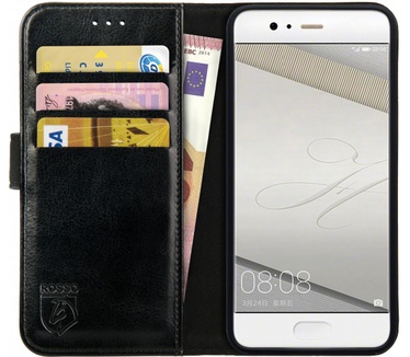 Rosso Element Huawei P10 Hoesje Book Cover Zwart (Huawei P10) Zwart