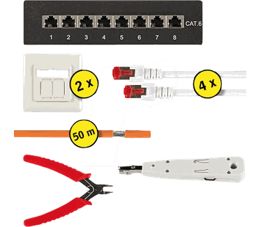 EFB Elektronik Home /- Office Cat.6 Installatieset - 50m, 2 boxes