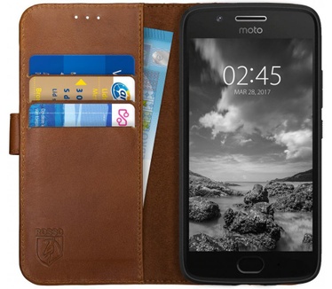 Rosso Deluxe Motorola Moto G5S Hoesje Echt Leer Book Case Bruin (Moto G5S) Bruin