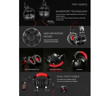 OneOdio Pro-10 (Rood) (Rood)