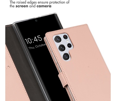 Selencia Echt Lederen Bookcase Samsung Galaxy S22 Ultra - Dusty Pink