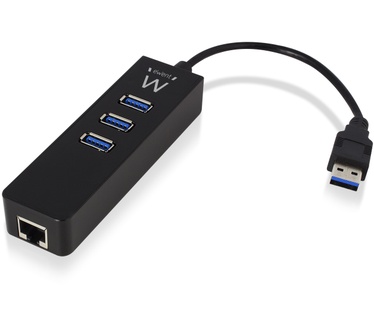 Ewent EW1140 3 Poorts USB 3.1 Gen1 (USB 3.0) Hub met Gigabit netwerkpport