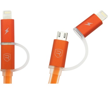 Remax Aurora USB naar Micro USB en Lightning Kabel - Oranje (1m)