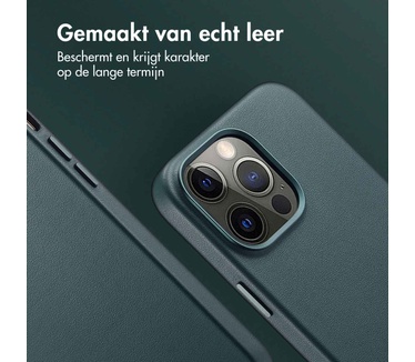 Accezz MagSafe Leather Backcover iPhone 14 Pro Max - Donkergroen