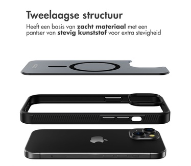Accezz Rugged Frosted Backcover met MagSafe iPhone 15 - Zwart