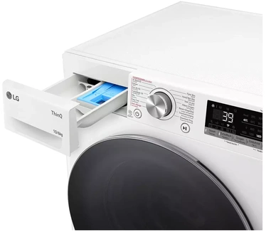 LG LG F4DR7006S1W - A-10% - 10-6 kg Was-droogcombinatie met TurboWash™ 39 - Slimme AI DD™ motor - Hygiënisch wassen met stoom - ThinQ™