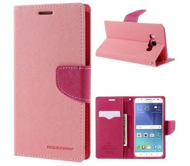 Mercury Samsung Galaxy J5 (2016) Fancy Diary Wallet Case - TPU frame - Pink