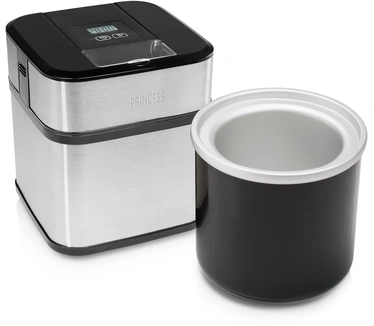 Princess Ijsmachine, 1,5 liter Koelelement, maak zelf heerlijk roomijs, frozen yoghurt en sorbet, digital display, 12 W, zilver, 282605