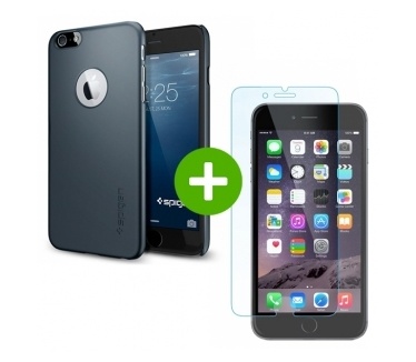 Spigen Thin Fit A (Metal Slate) + Crystal Screenprotector Apple iPhone 6 Plus