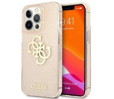 Guess 4G Logo Glitter TPU - Apple iPhone 13 Pro (6.1") - Goud Goud