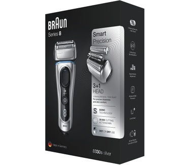 Braun Series 8 8330s Volgende Generatie Elektrisch Scheerapparaat, Stoffen Etui, Zilver