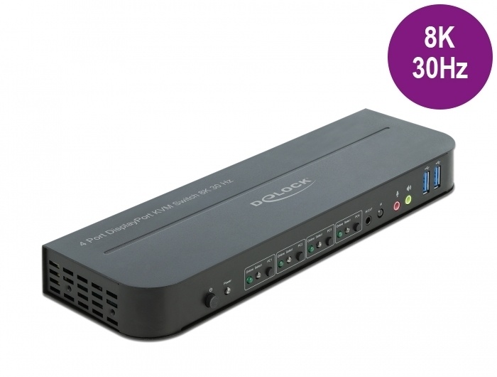 Delock DisplayPort 1.4 KVM Switch 8K 30Hz met USB 3.0 en Audio