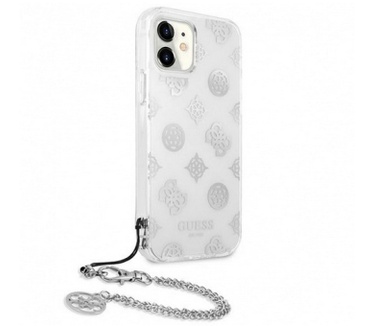 Guess Peony Hard Case met Strap - Apple iPhone 11 (6.1") - Zilver Zilver