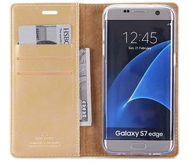 Mercury Blue Moon Wallet Case - Samsung Galaxy S7 Edge - Goud Goud