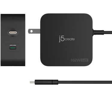 j5create 102W GaN PD USB-C 2-poorts lader met verwisselbare AC-stekkers