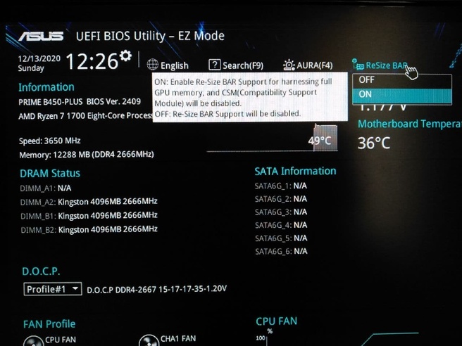AMD Smart Access Memory op Ryzen 7 1700
