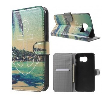 qMust Samsung Galaxy S7 Plus Wallet Case - hoesje met stand - Seaside View