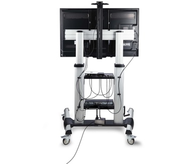 Startech.com Verrijdbare TV Standaard op Wielen voor 60-100inch Flat Screens tot 100kg, In Hoogte Verstelbaar via Krukas, Mobiele Televisie Standaard/Trolley