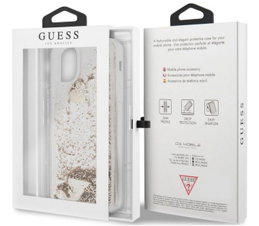 Guess Charms Liquid Glitter Case - iPhone 12 Mini (5.4") - Goud  Goud