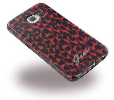 Guess Originele Animalier Leopard Hard TPU Back Cover Hoesje voor de Samsung Galaxy S6 Edge - Rood (S6 Edge) Rood