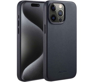 Accezz MagSafe Leather Backcover iPhone 15 Pro Max - Zwart