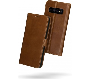 Rosso Deluxe Samsung Galaxy S10 Hoesje Echt Leer Book Case  Bruin