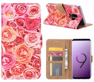 Rozen print lederen Bookcase hoesje voor de Samsung Galaxy S9 Plus - Roze (Samsung Galaxy S9 Plus) Roze