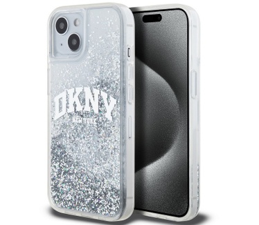DKNY DKNY Liquid Glitter Arch Logo Back Case - iPhone 15 (6.1") - Wit Wit