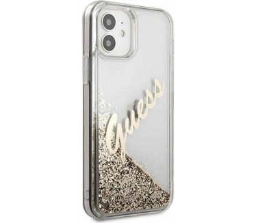 Guess Vintage Liquid Glitter Case - iPhone 12 Mini (5.4") - Goud Goud