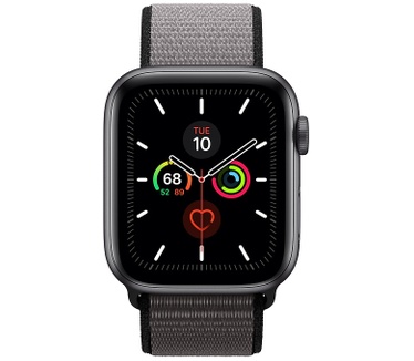 Apple Watch Series 5 (44mm) aluminium, geweven sportbandje Grijs (Grijs)
